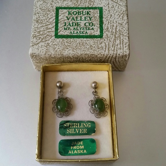 🔥Beautiful Vintage Real Jade Real Silver Earrings - Picture 2 of 9